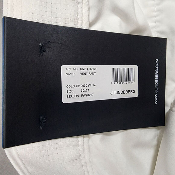 J Lindeberg Men's Vent Golf Pant 30x32‎ White NEW NWT - Picture 6 of 7